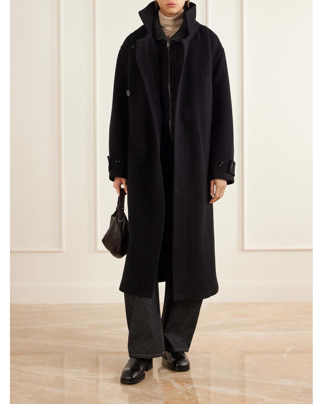 Lemaire Black Ribbed Alpaca And Yak Wool-Blend Zip-Up Cardigan