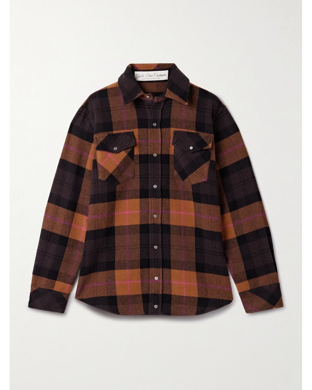 God's True Cashmere Brown Checked Cashmere Shirt