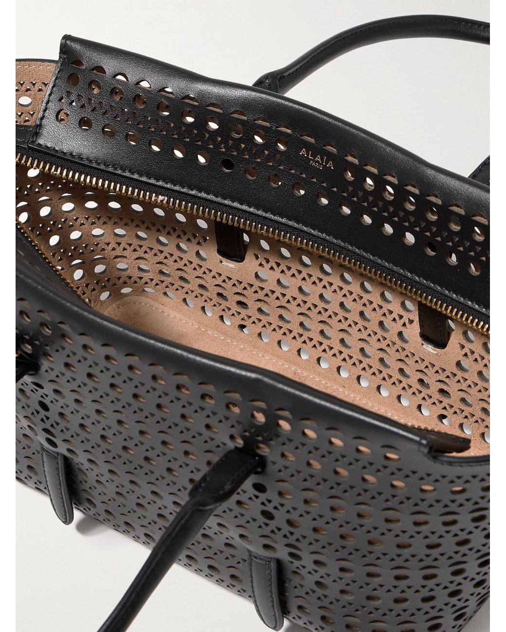 Alaïa Black New Mina 20 Laser-Cut Leather Tote
