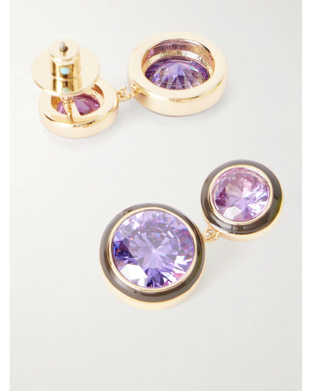 Roxanne Assoulin White The Cubic Double-Tone, Cubic Zirconia And Enamel Earrings