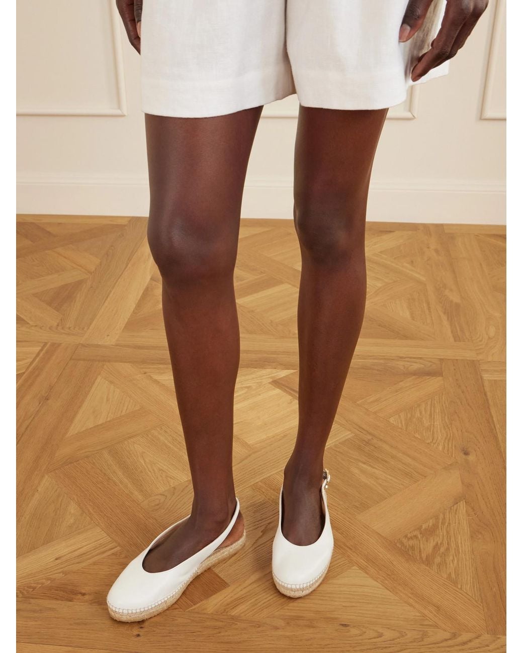 Gianvito Rossi Natural Paz Leather Slingback Espadrilles