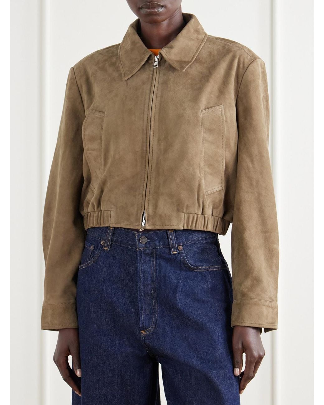 Agolde Natural Nahla Cropped Suede Jacket