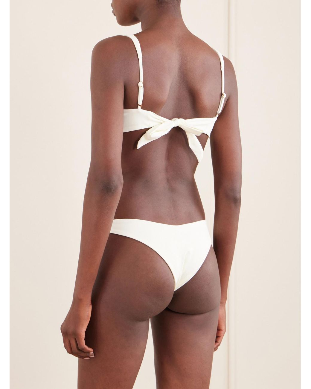 Away That Day White Palma Embellished Gathered Bikini Top