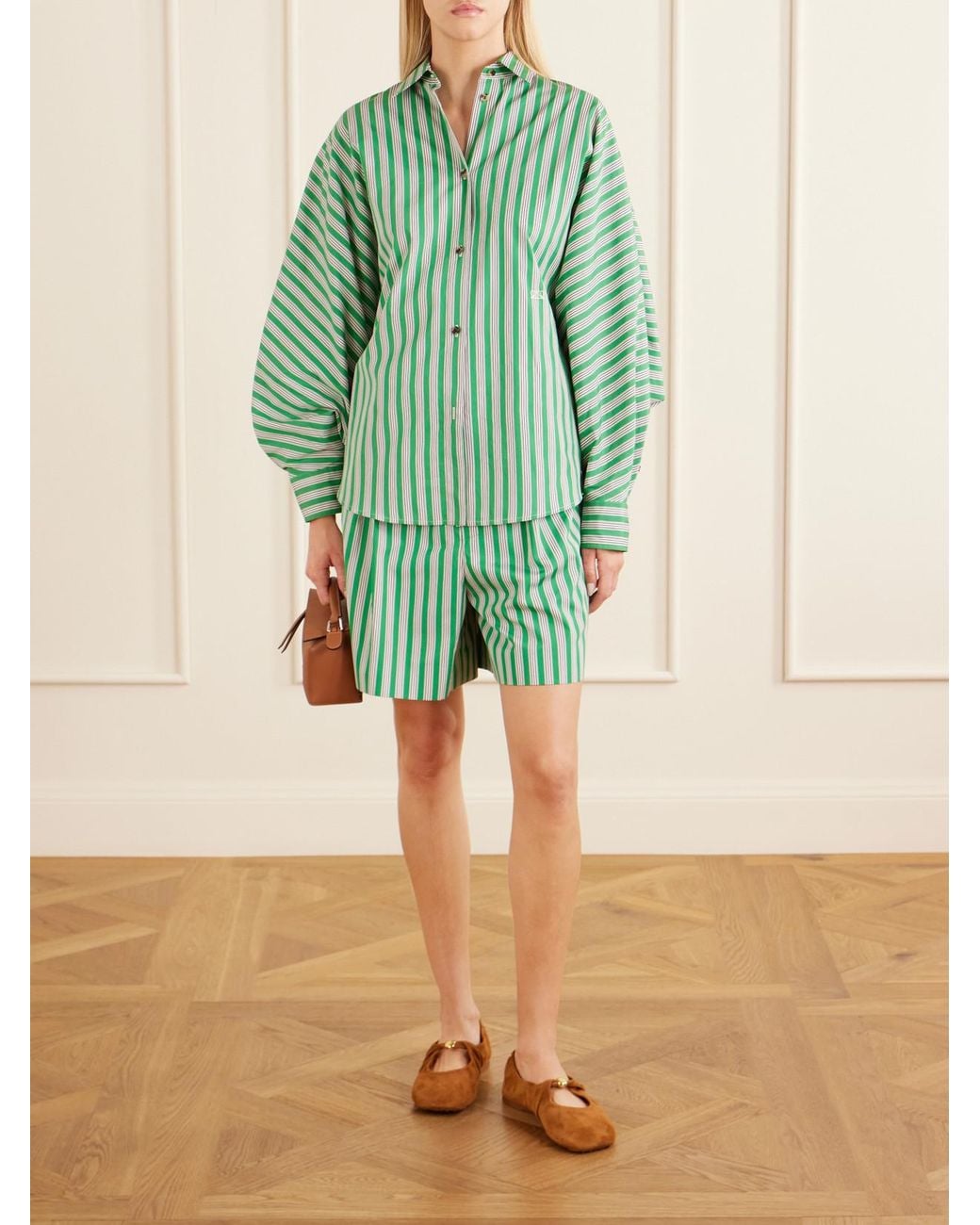 Loewe Green Striped Cotton-Poplin Shirt