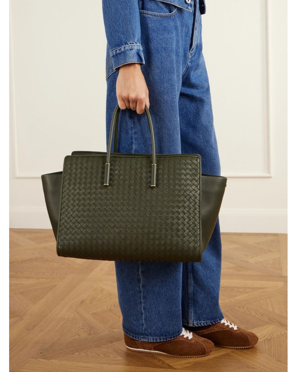 Bottega Veneta Green Barbara Intrecciato Leather Tote