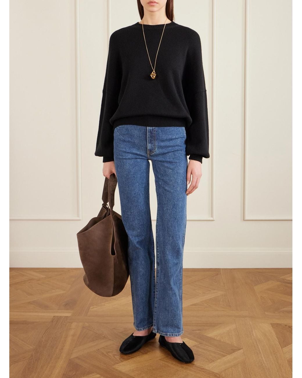 Khaite Blue Danielle High-Rise Slim-Leg Jeans