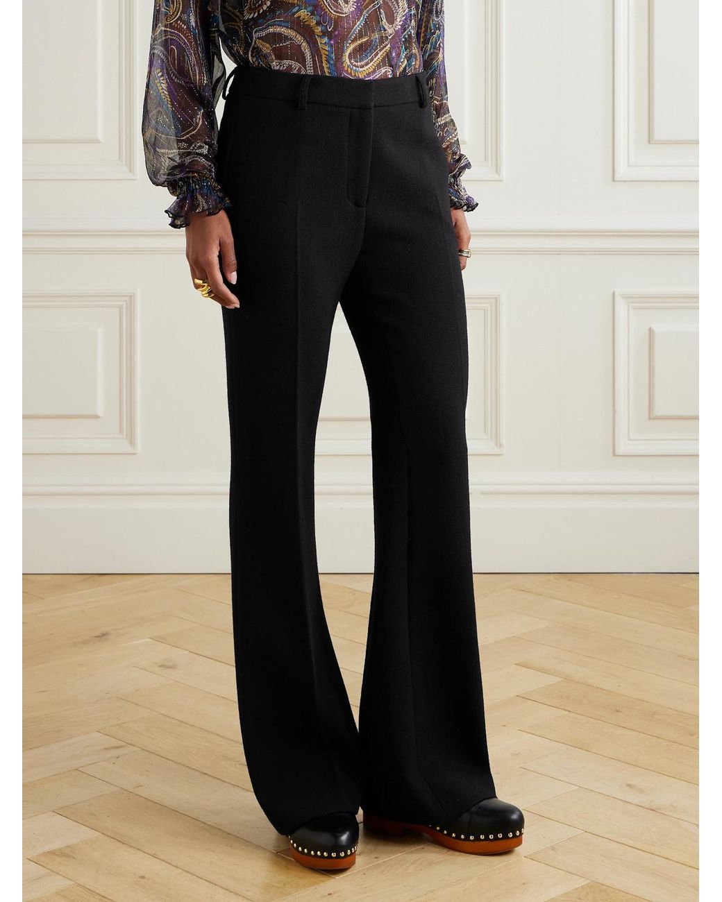 Etro Black Wool Flared Pants