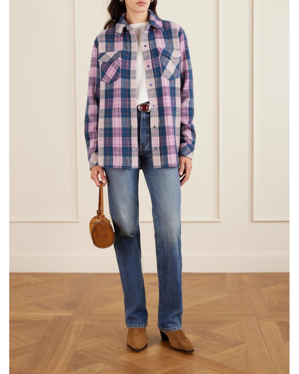 God's True Cashmere Blue Checked Cashmere Shirt