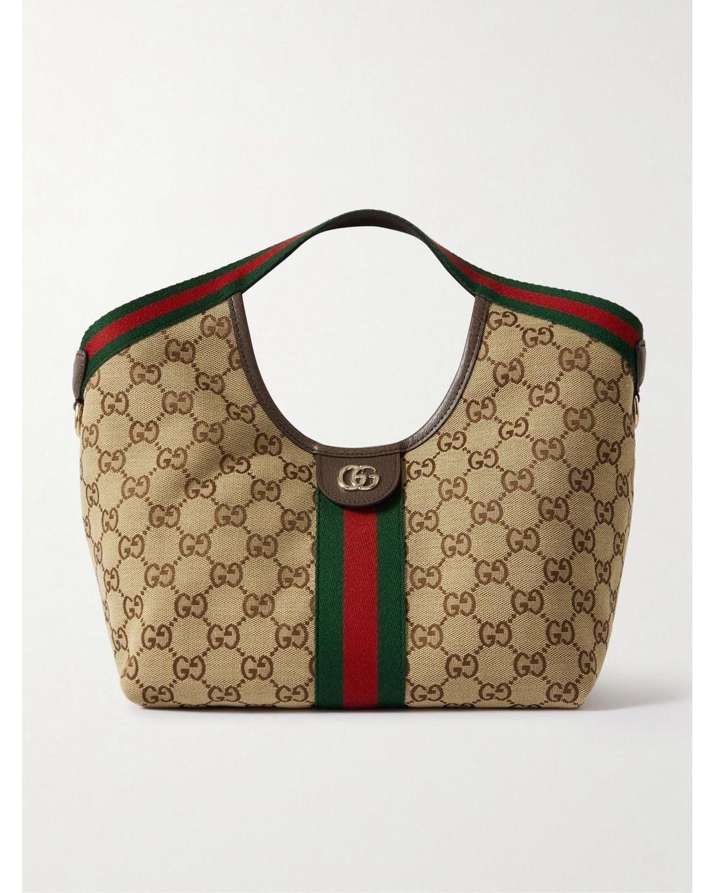 Gucci Metallic Giglio Small Leather-Trimmed Canvas-Jacquard Tote