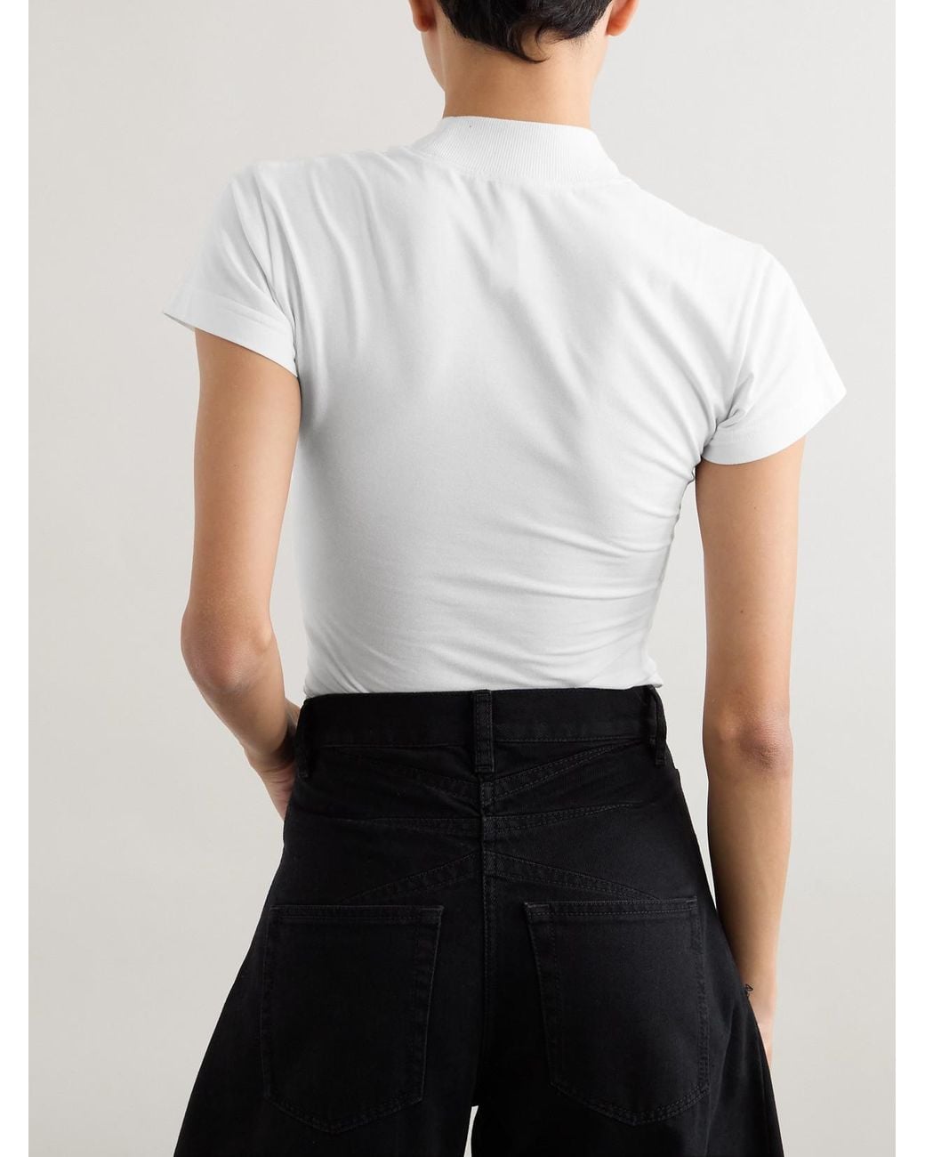 Alaïa White Embroidered Stretch-Cotton Jersey Bodysuit