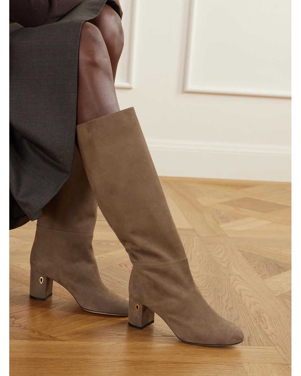 JENNIFER CHAMANDI Brown Sami 65 Buckle-Detailed Suede Knee Boots