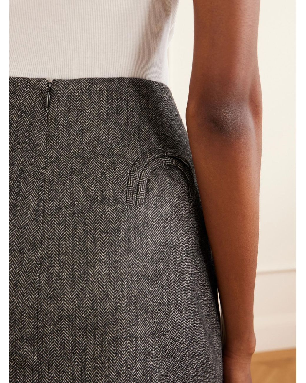 Blazé Milano Gray Coci Herringbone Wool-Blend Mini Skirt