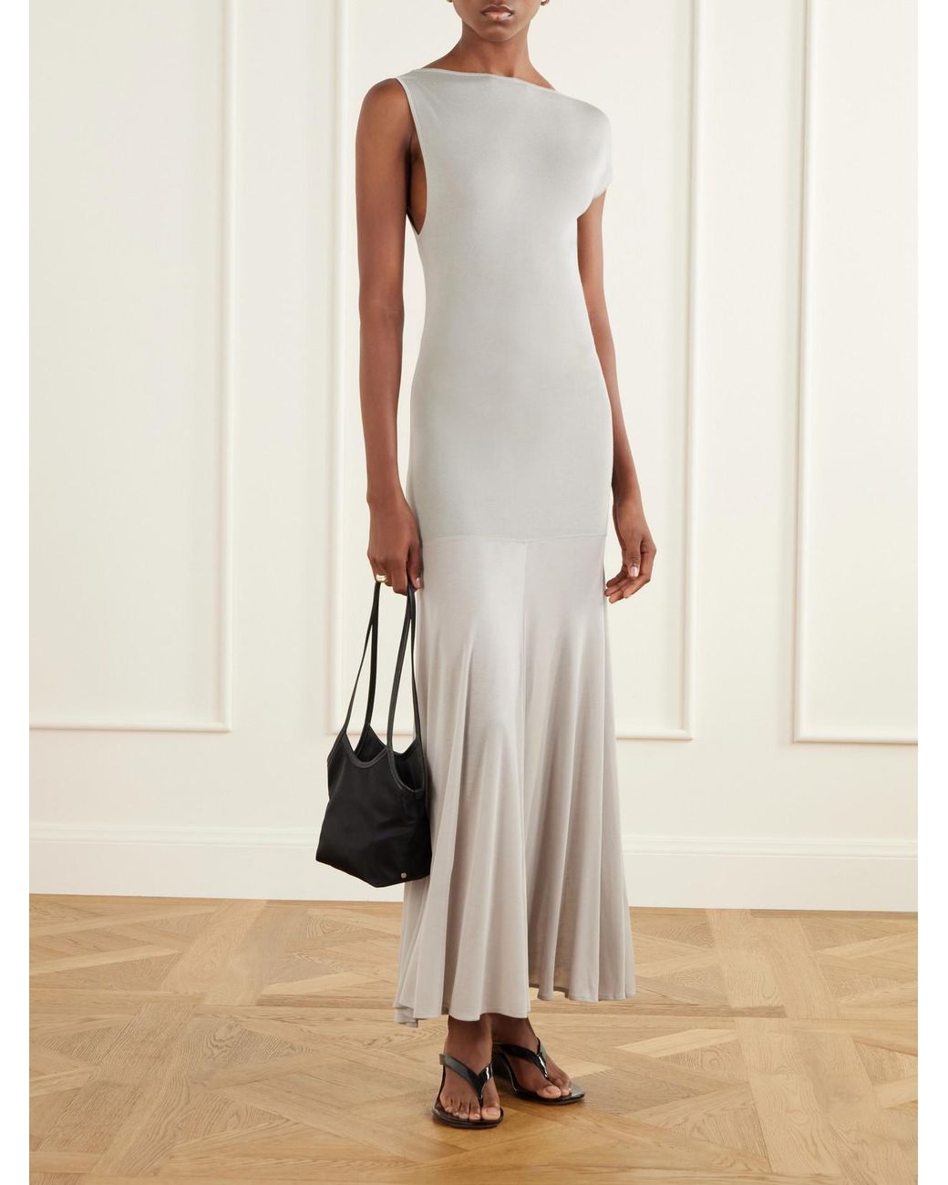 Valesque White Cami Small Leather-Trimmed Satin Shoulder Bag