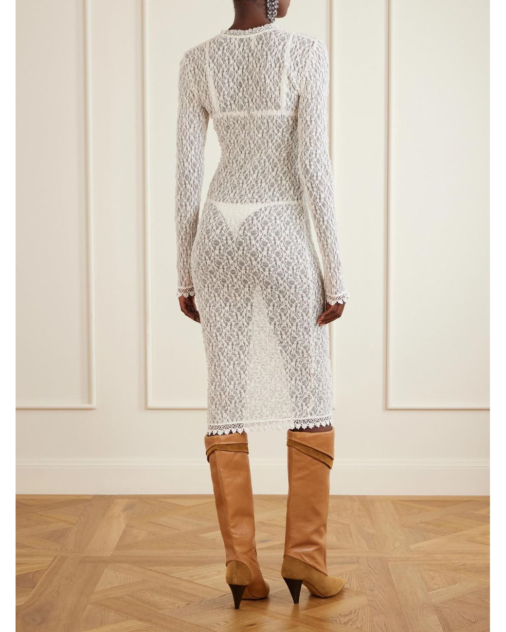 Isabel Marant White Belsane Lace Midi Dress