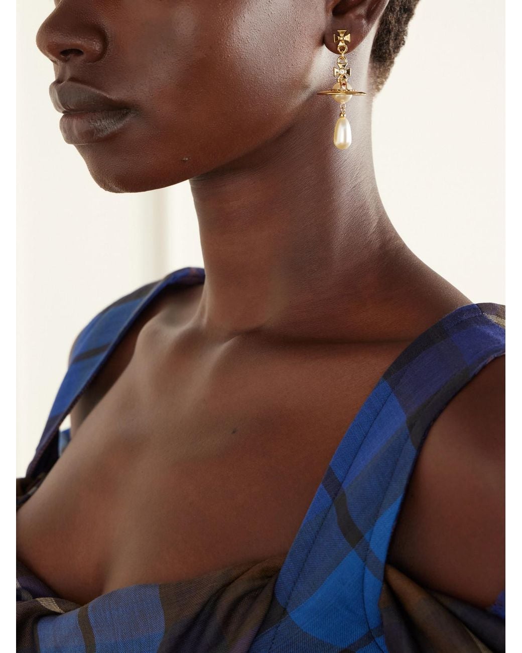 Vivienne Westwood White Pearl Drop Crystal-Embellished-Tone Earrings