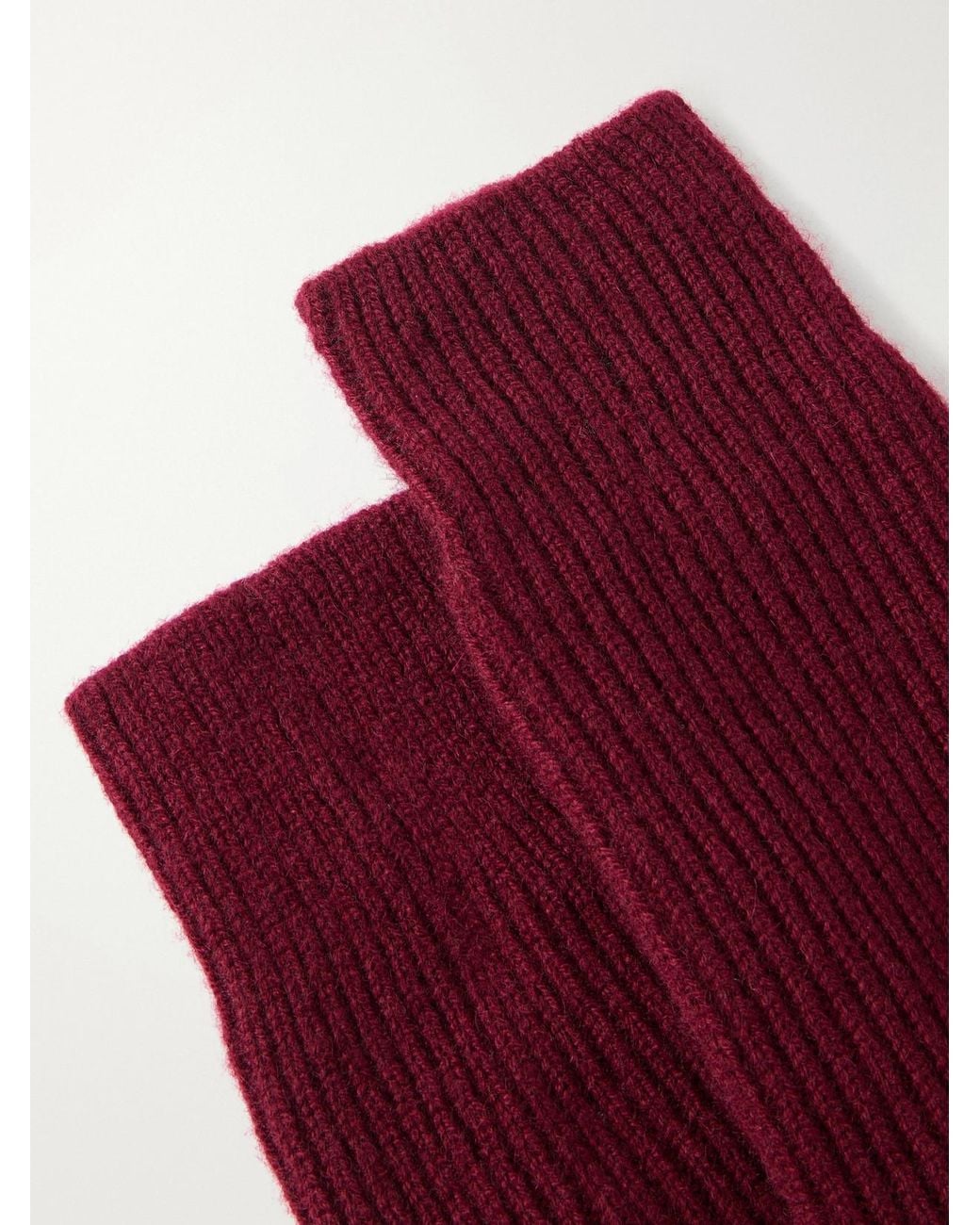 Lisa Yang Red Zera Ribbed Cashmere Socks