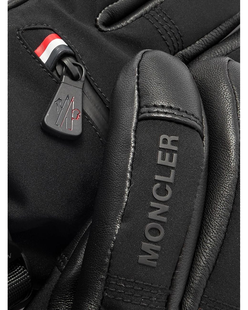 Moncler Black Appliquéd Paneled Gore-Tex And Leather Gloves