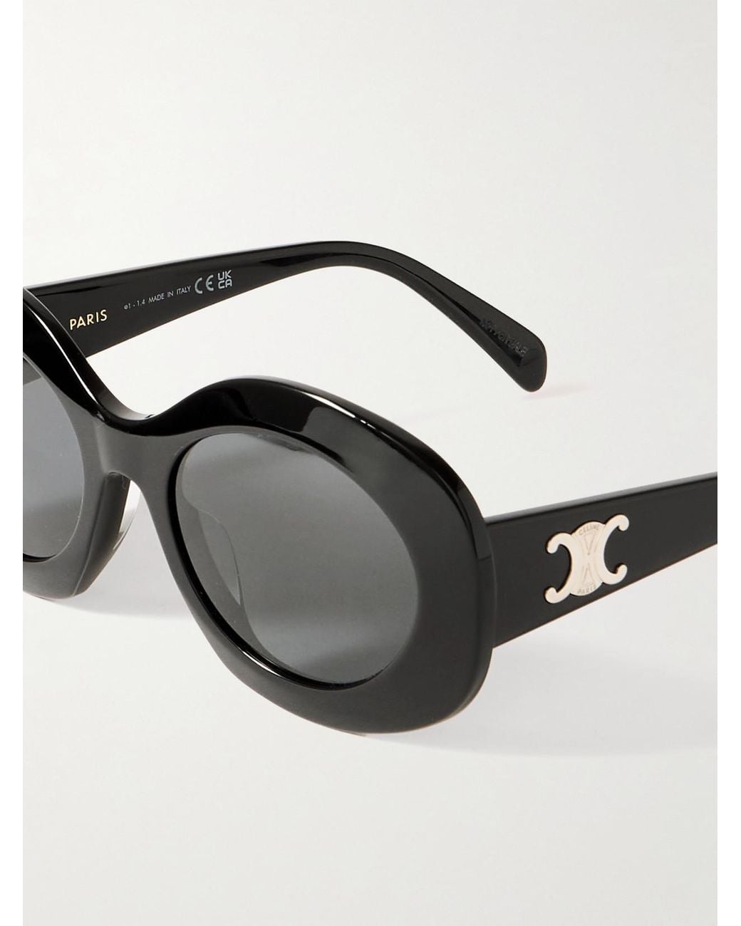 Céline Black Triomphe Oversized Round-Frame Acetate Sunglasses