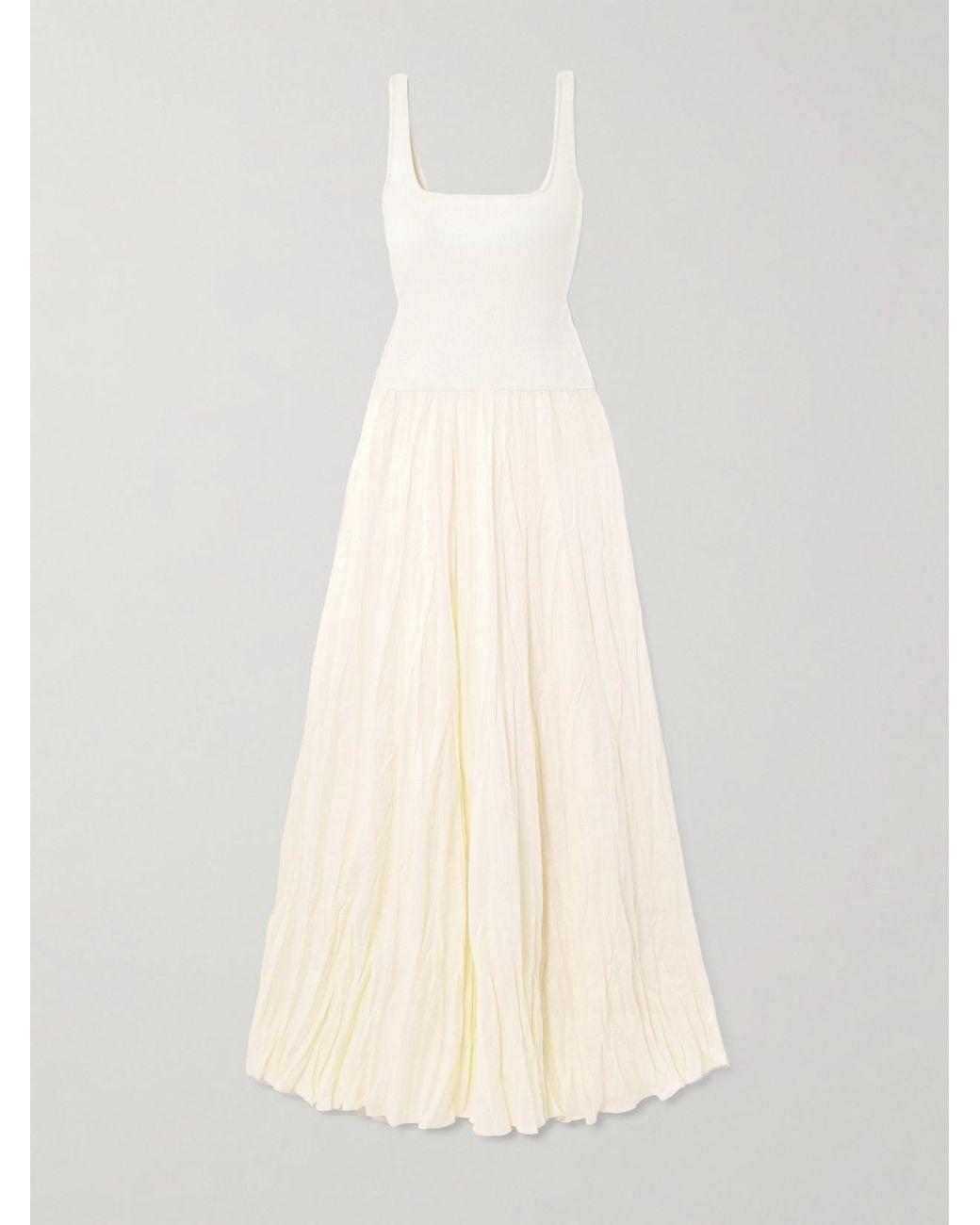 Johanna Ortiz Natural Mariner Ribbed Knit-Trimmed Organic Linen-Blend Poplin Maxi Dress
