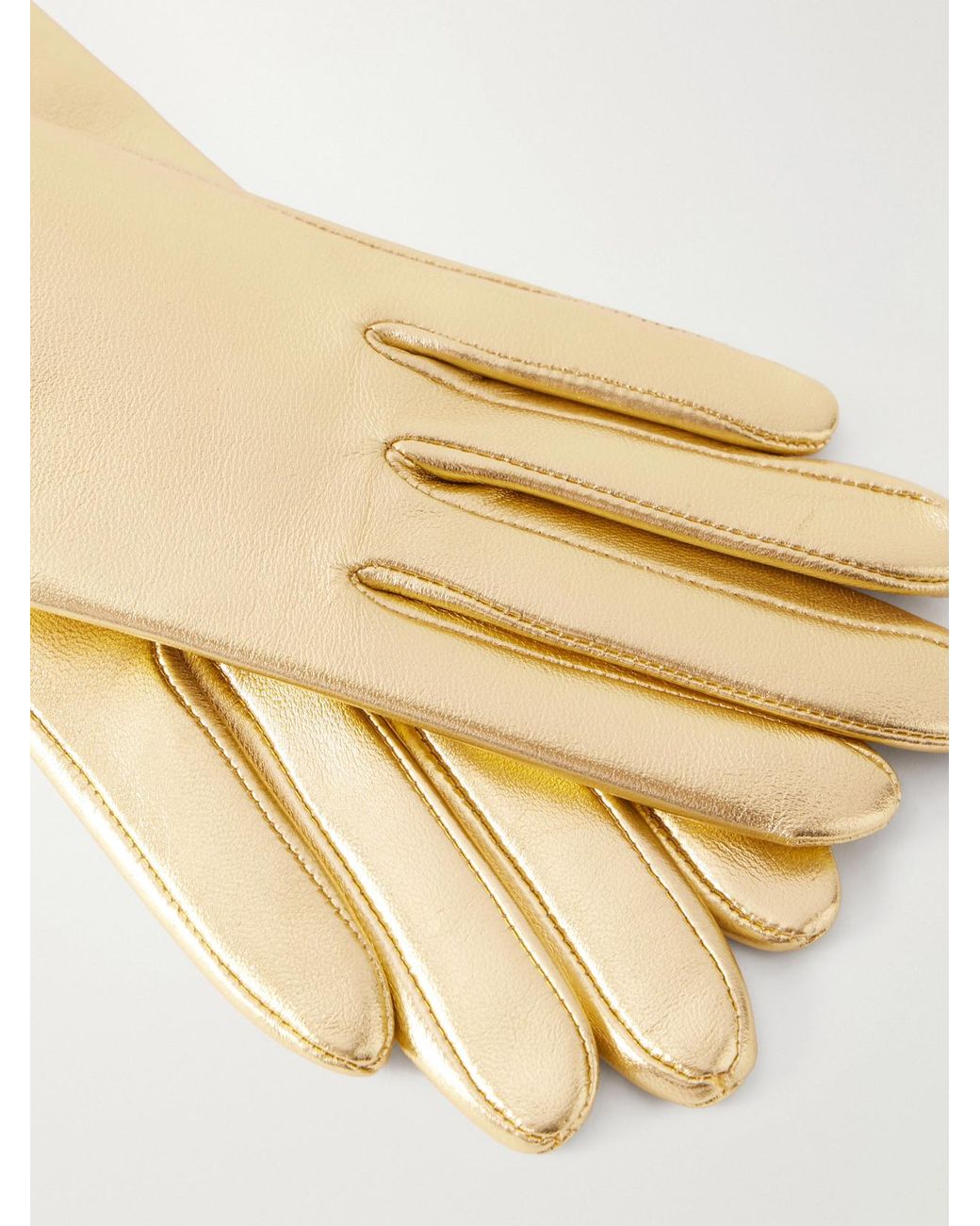 Agnelle Natural Olga Metallic Leather Gloves