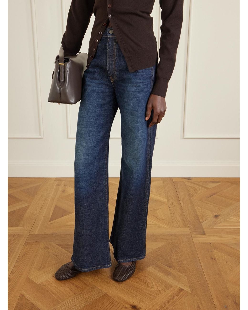 St. Agni White Lattice Ballerinas Aus Geflochtenem Leder Und Veloursleder