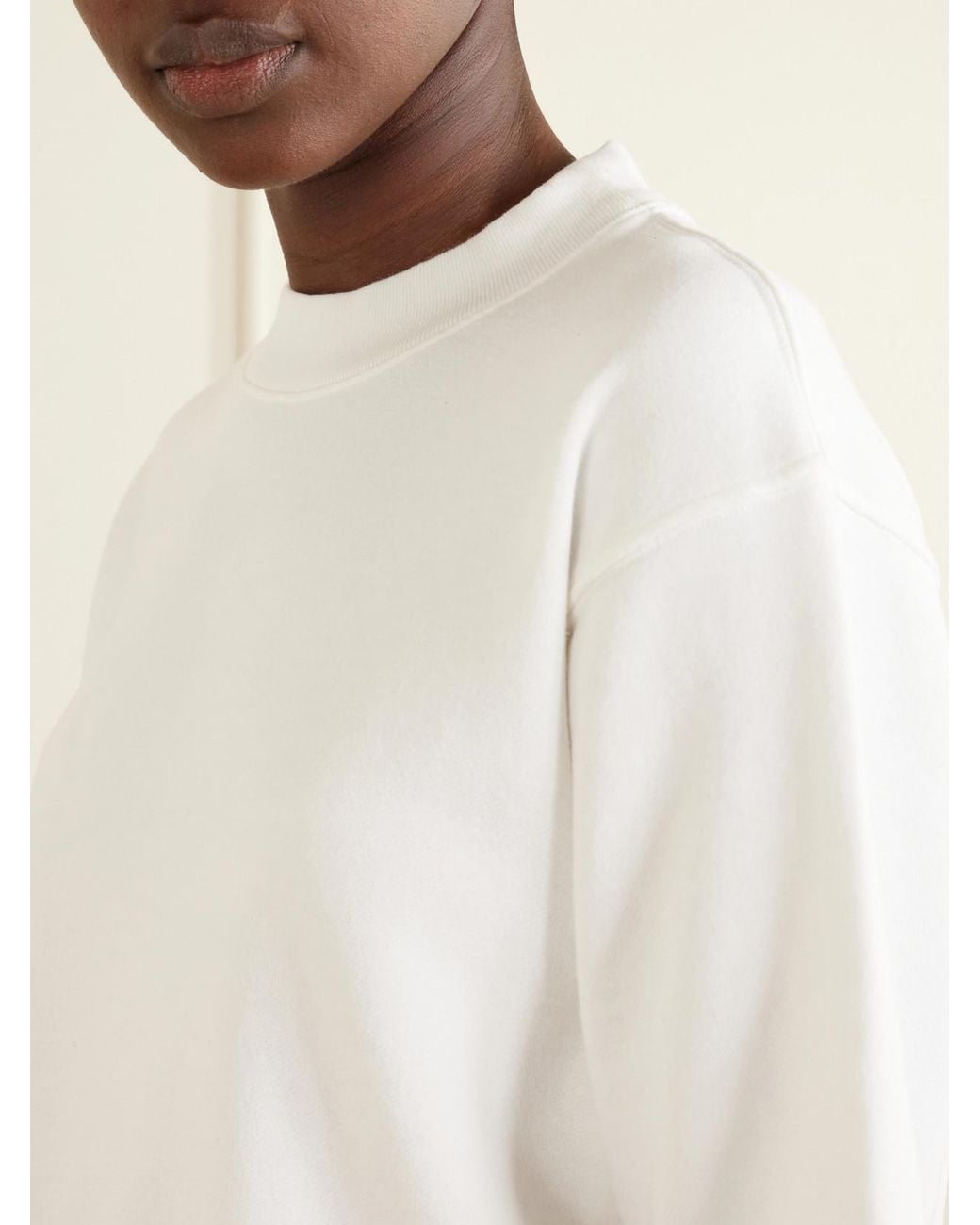 Twp White Mock-Neck Cotton-Jersey T-Shirt