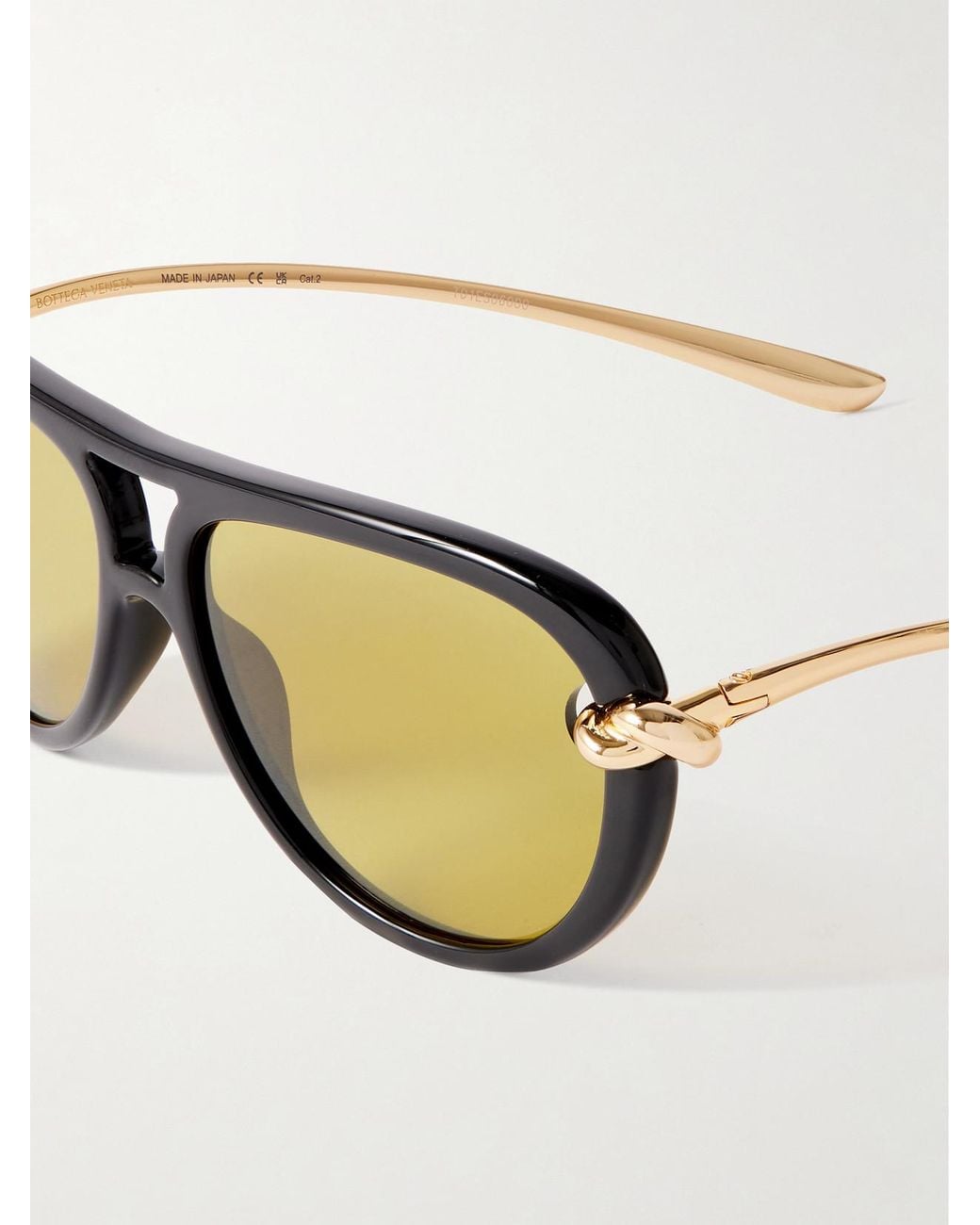 Bottega Veneta Metallic New Knot Aviator-Style-Tone Injected Sunglasses