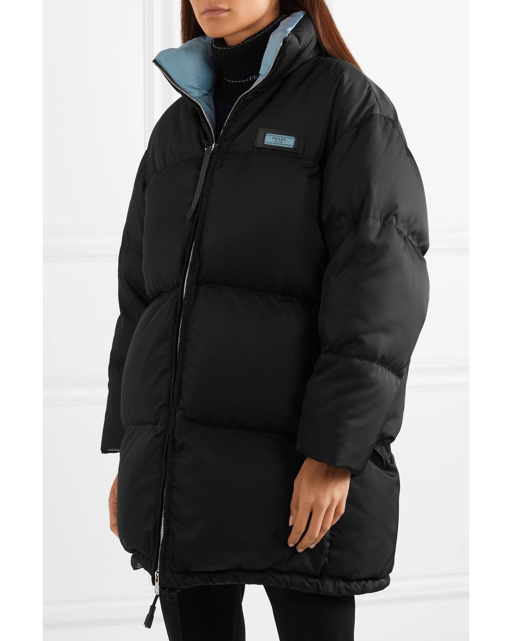 Prada belted quilted shell sale down coat