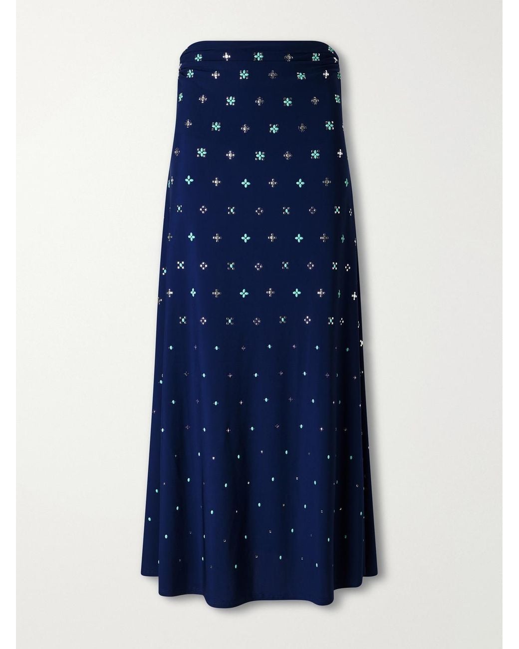 Rabanne Blue Embellished Stretch-Jersey Maxi Skirt