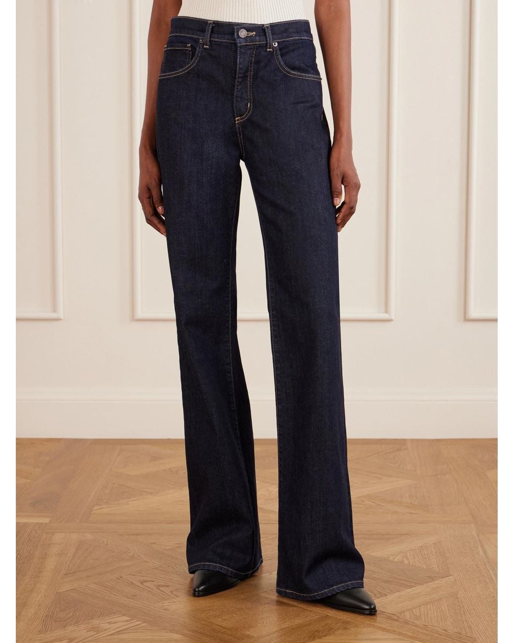 Nili Lotan Blue Celia High-Rise Flared Jeans