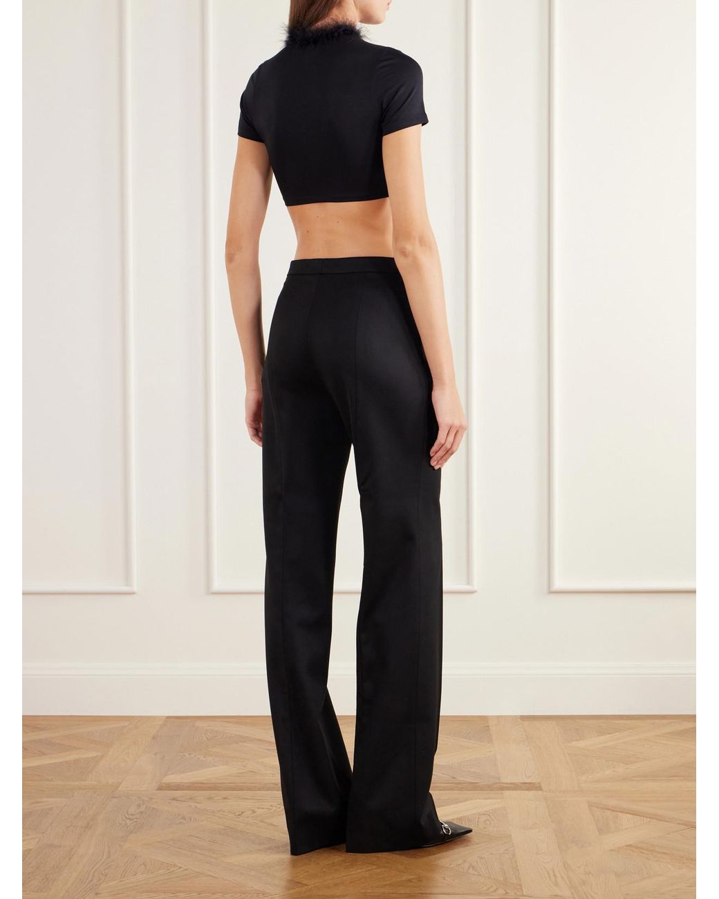 Gucci Blue Wool-Blend Crepe Flared Pants