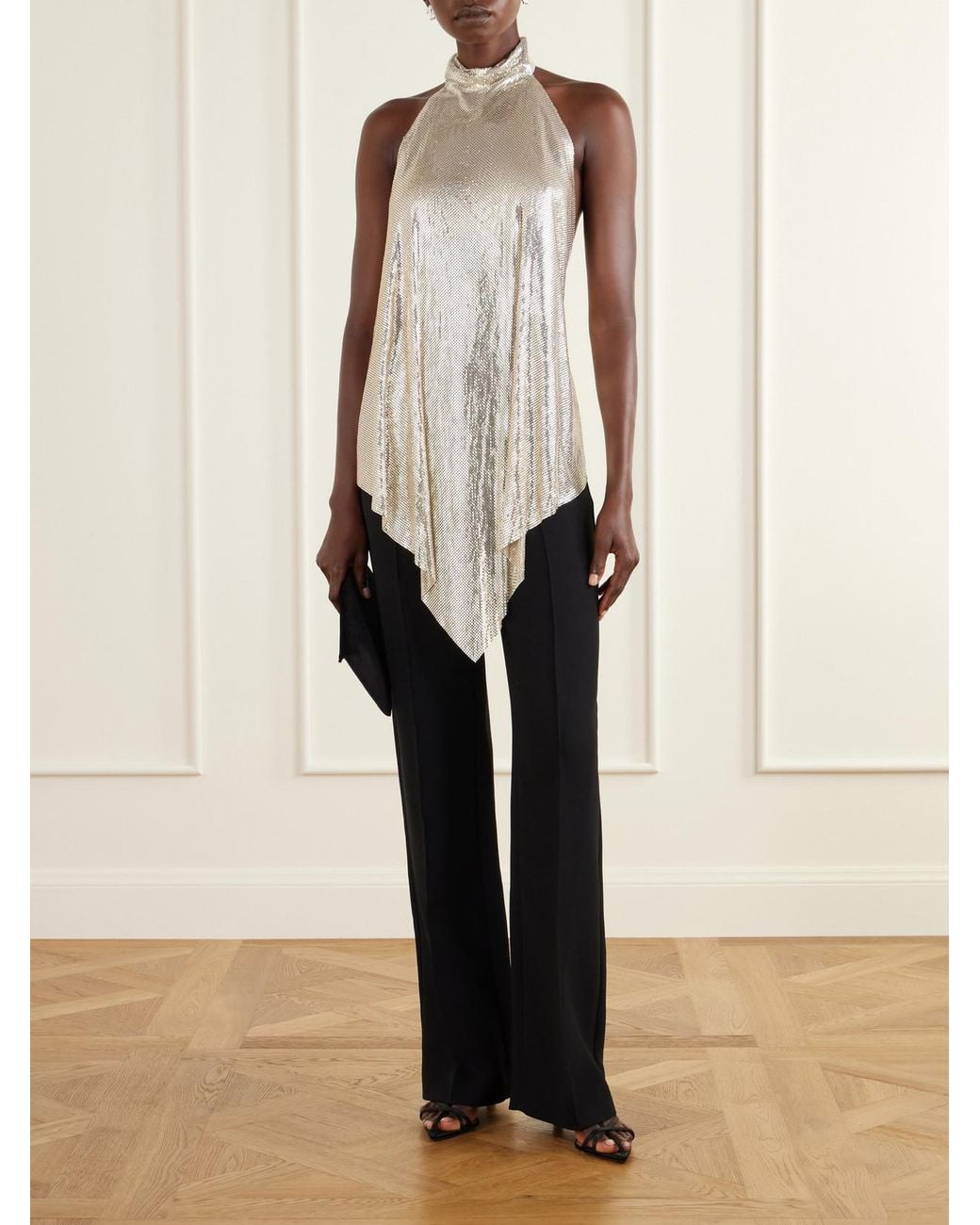 Stella McCartney White Open-Back Chainmail Halterneck Blouse