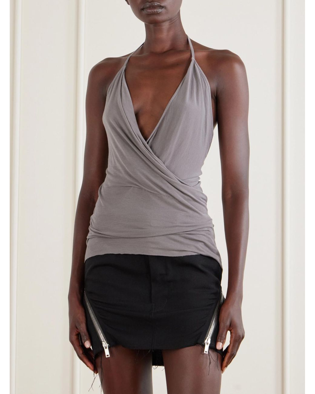 Rick Owens Gray Draped Jersey Tank