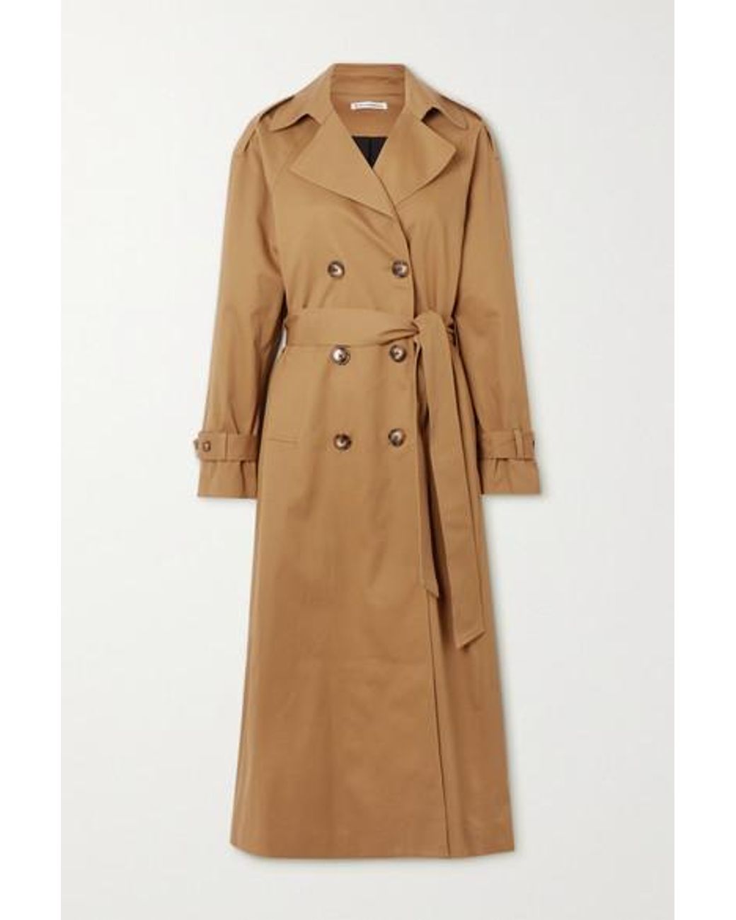 Reformation Holland Double-breasted Cotton-blend Trench Coat in Brown ...