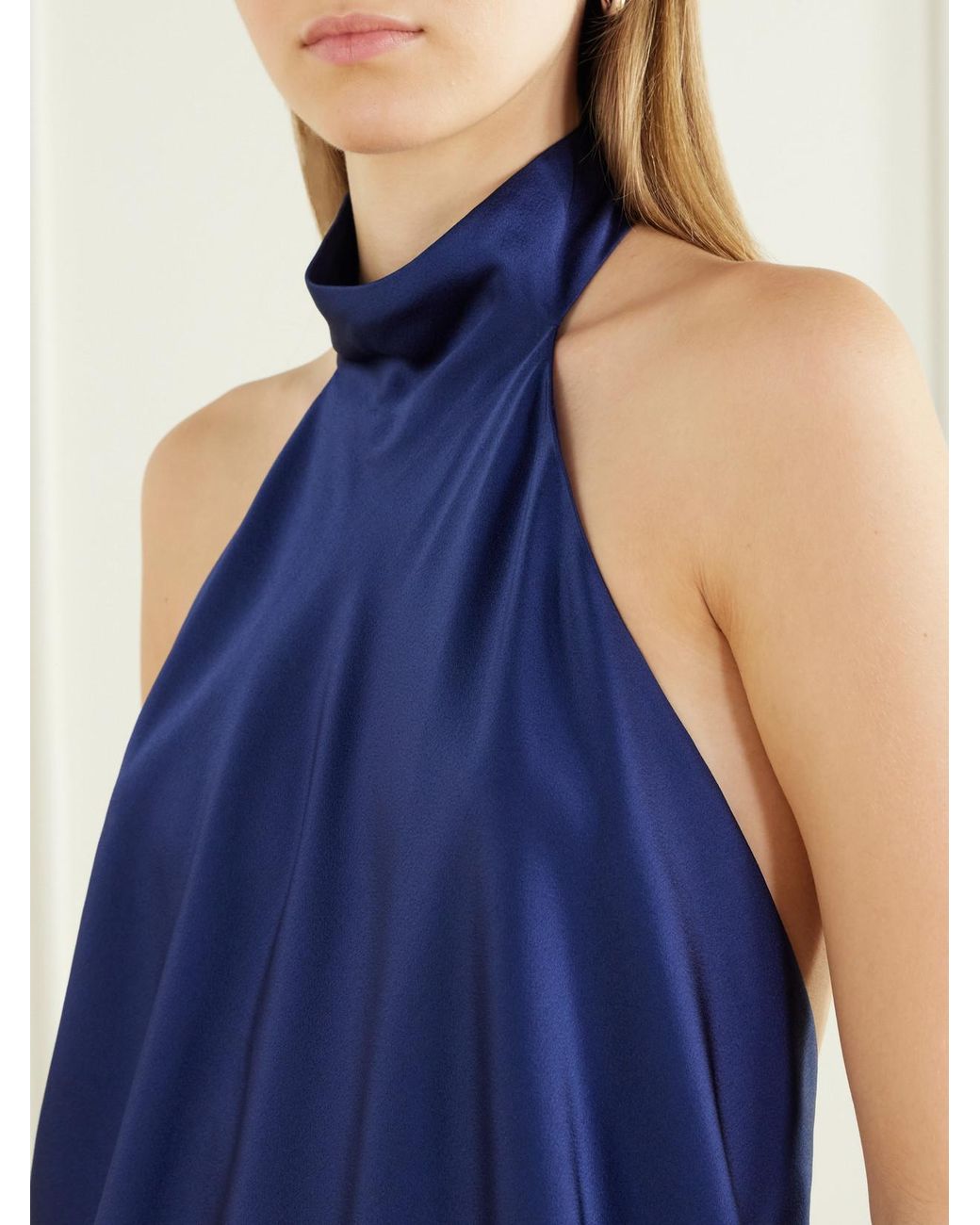 Stella McCartney Blue Backless Halterneck Satin Blouse