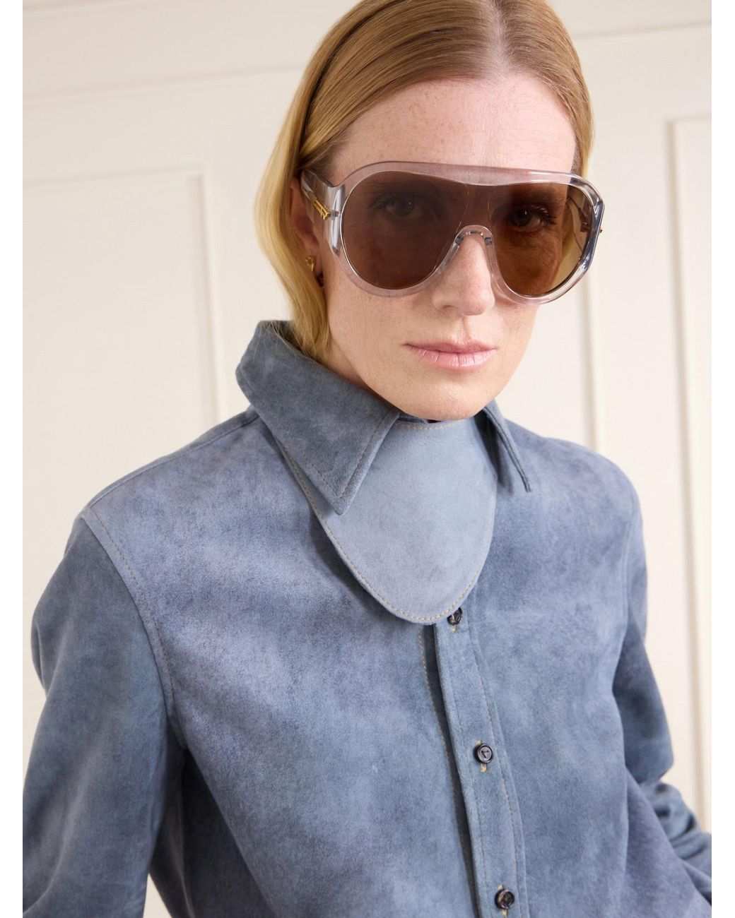 Bottega Veneta Natural Shield Aviator-Style Sunglasses