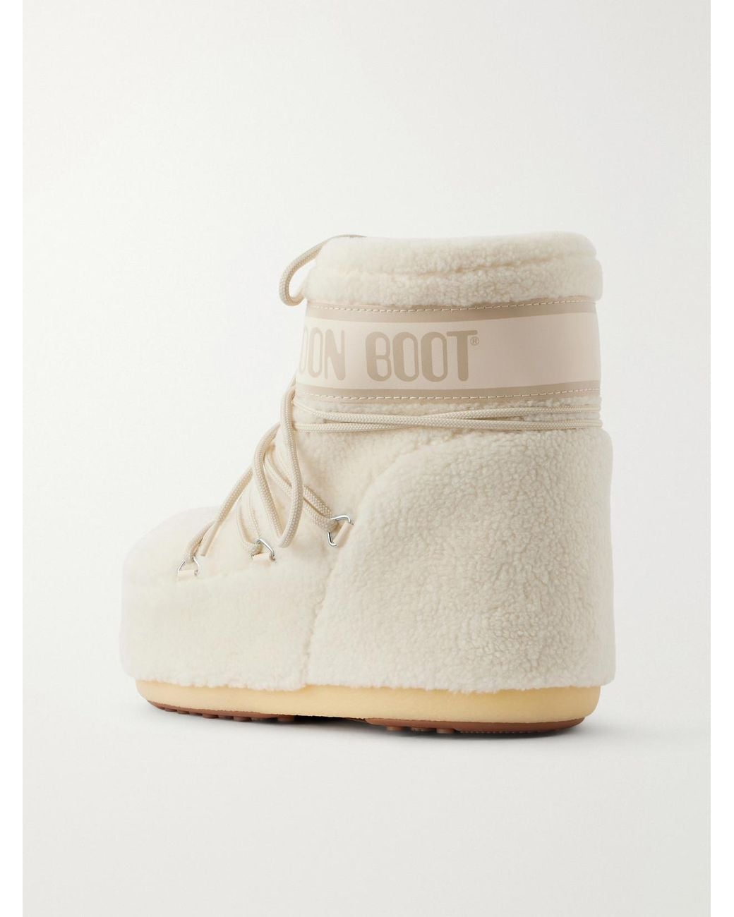 Moon Boot Natural Icon Low Shell-Trimmed Fleece Snow Boots