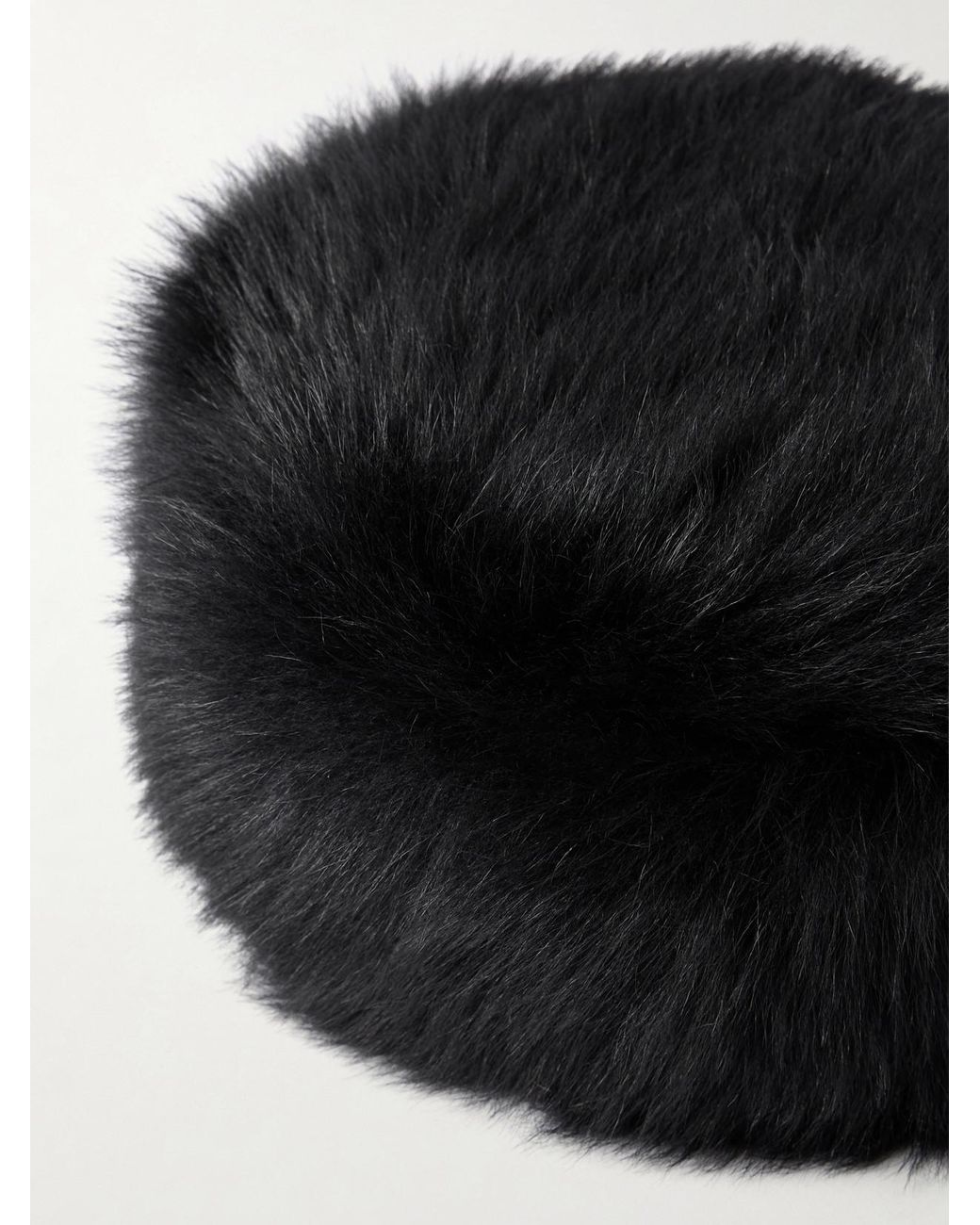 Saint Laurent Black Shearling Hat