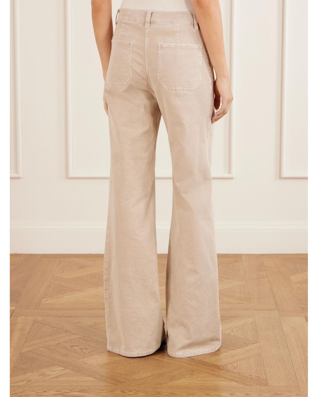 Nili Lotan Natural Florence Cotton-Blend Corduroy Flared Pants