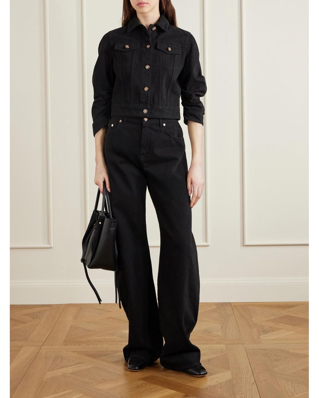 Gabriela Hearst Black Marija Small Suede And Leather Tote