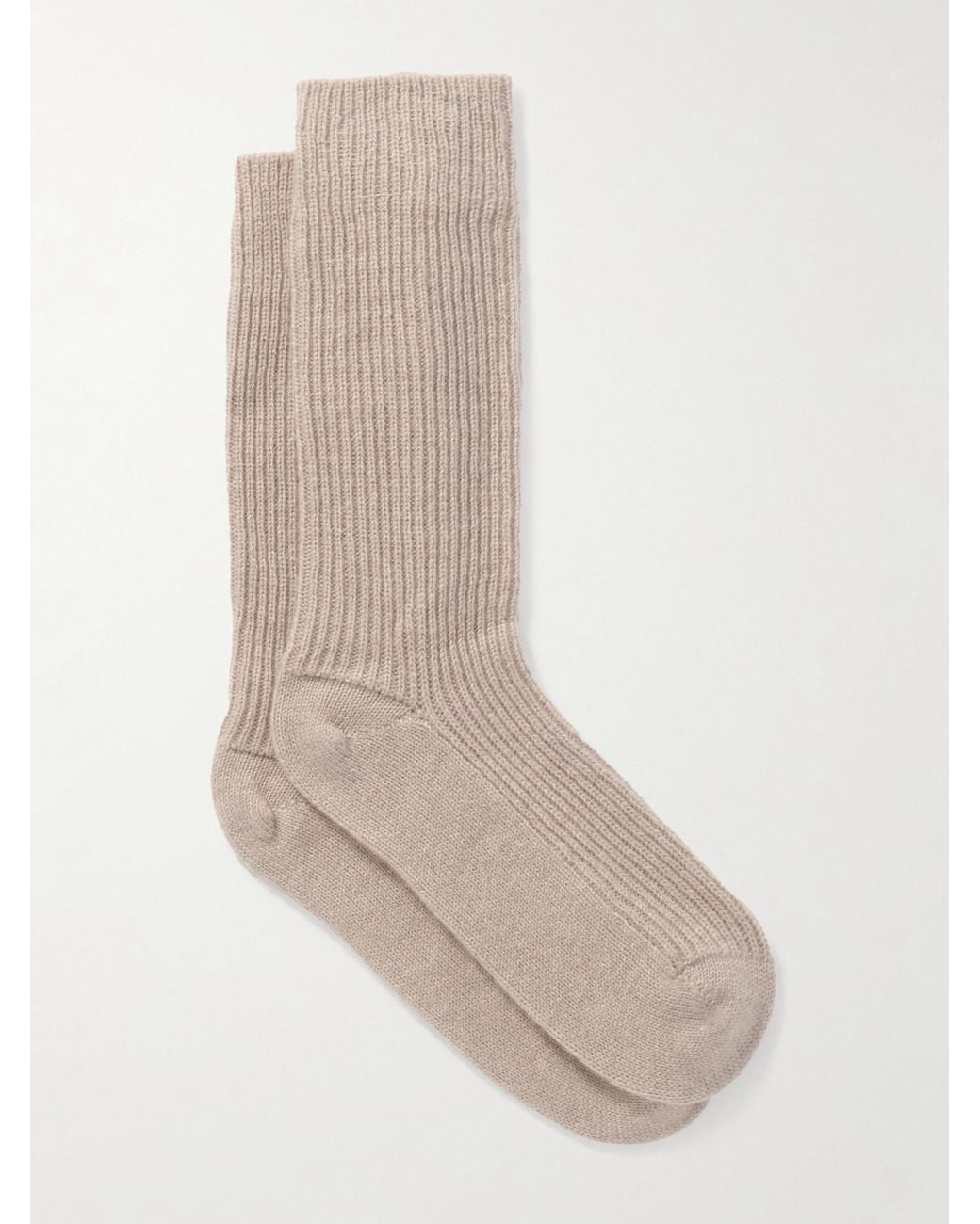 Lisa Yang White Zera Ribbed Cashmere Socks