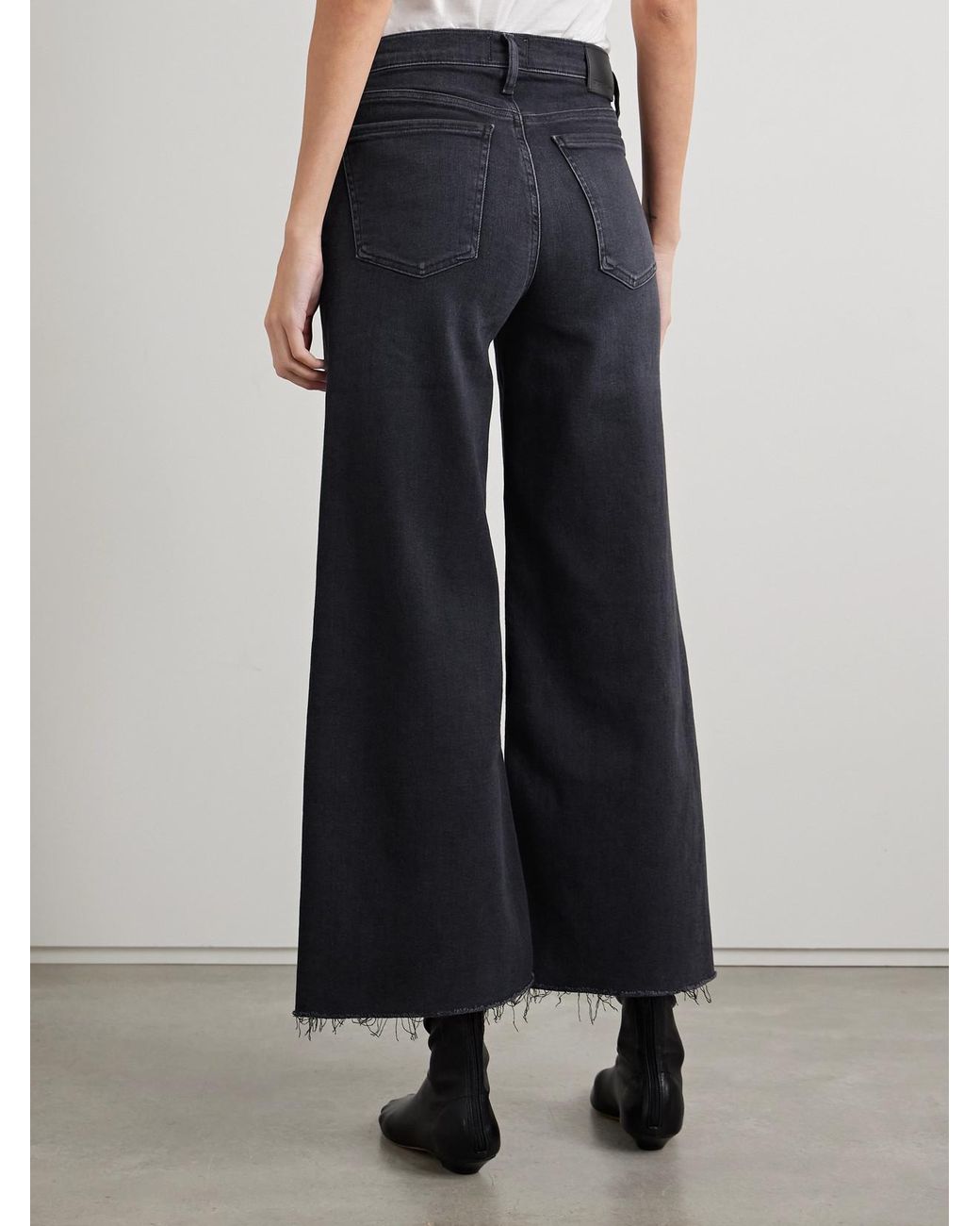 Citizens of Humanity Blue Lyra Frayed Cropped High-Rise Wide-Leg Jeans