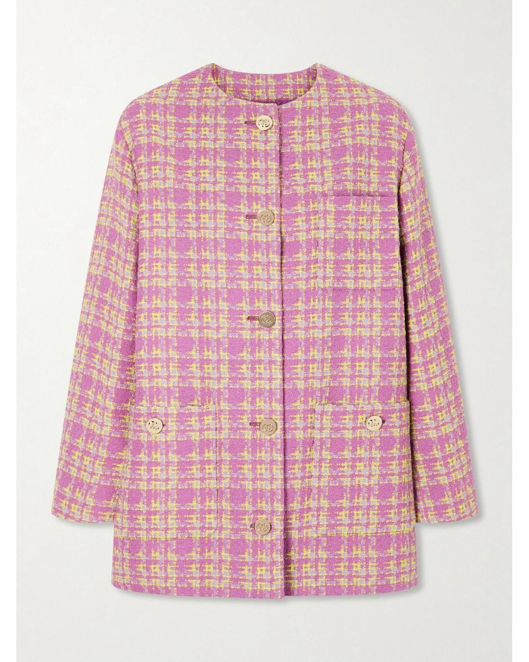 Gucci Pink Cotton-Blend Tweed Blazer