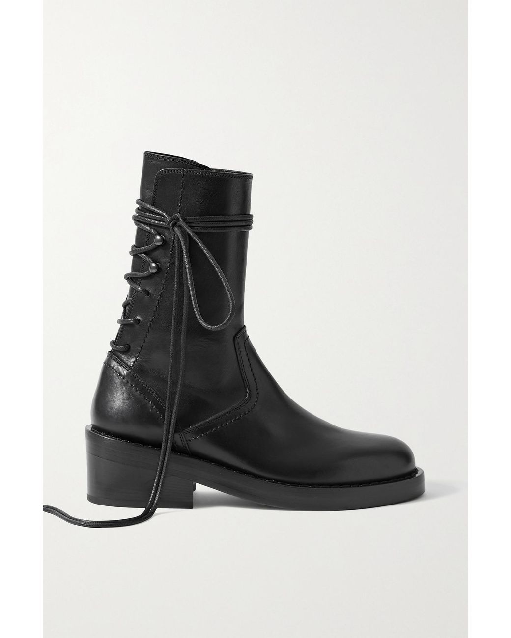 Ann Demeulemeester Lace-up Leather Ankle Boots in Black - Lyst