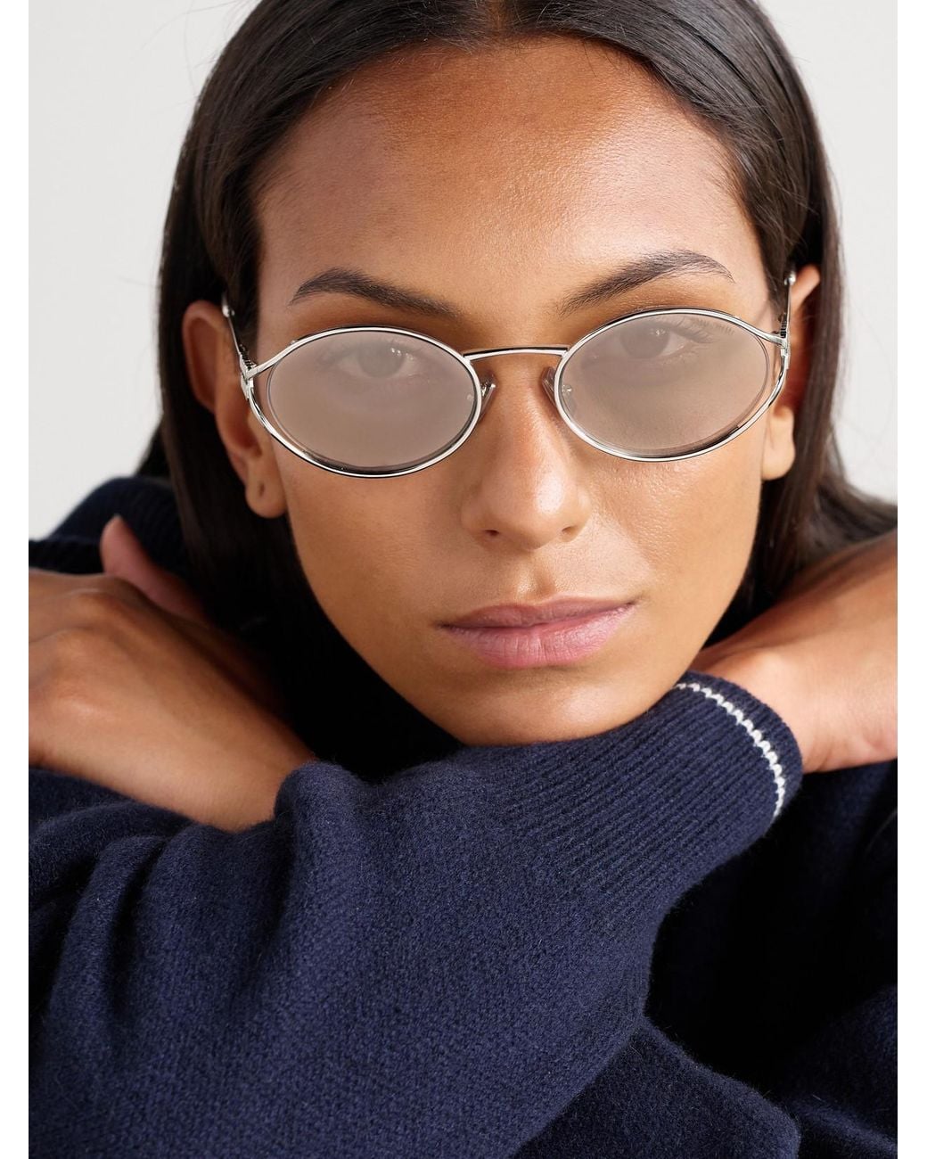 Miu Miu Natural Oval-Frame-Tone Sunglasses