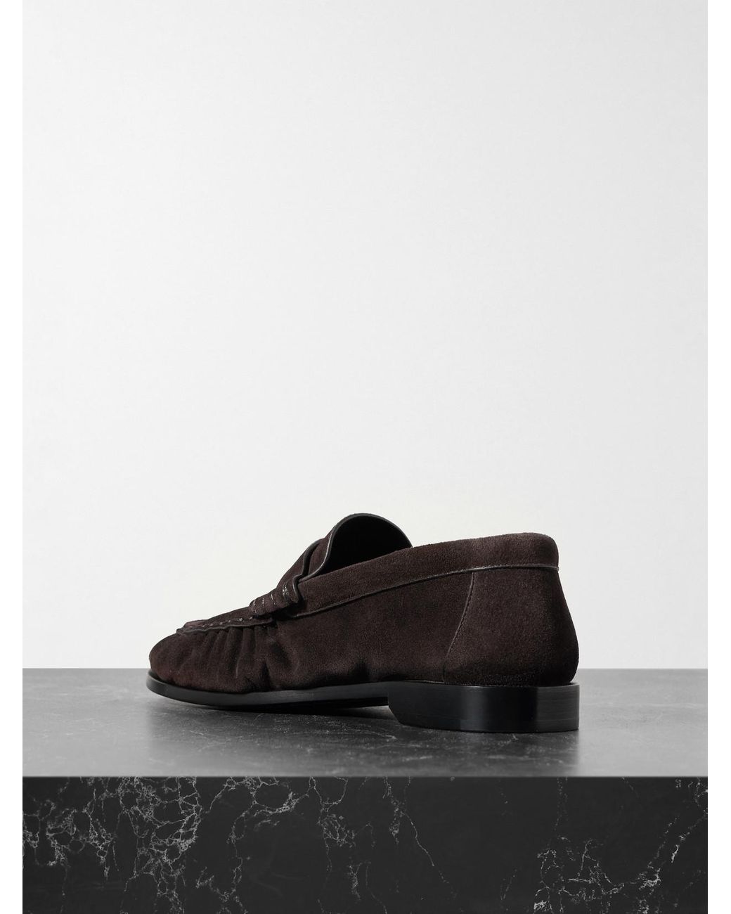 Saint Laurent Black Le Loafer Cassandre-Embellished Suede Loafers
