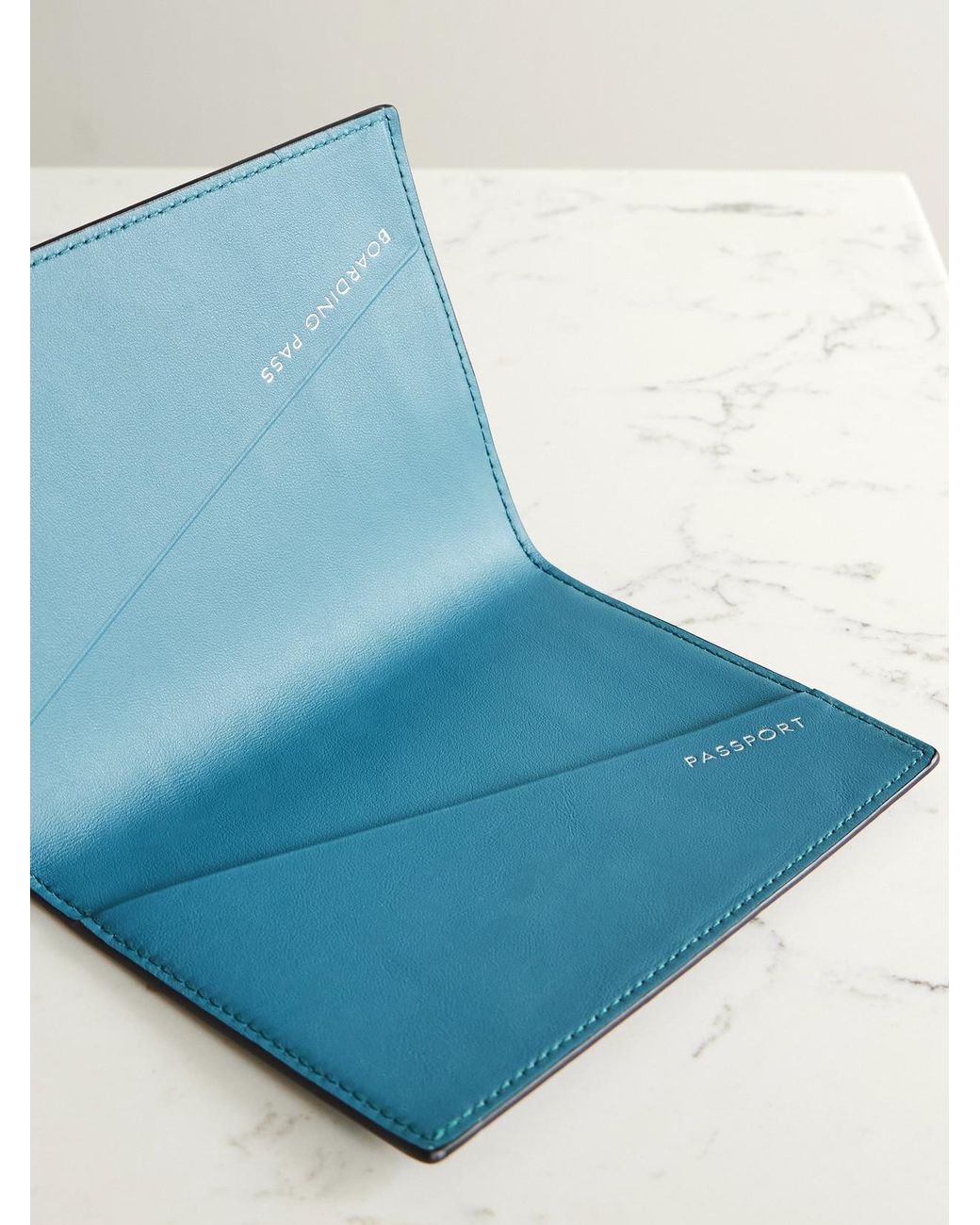 Smythson Green Mara Croc-Effect Leather Passport Holder