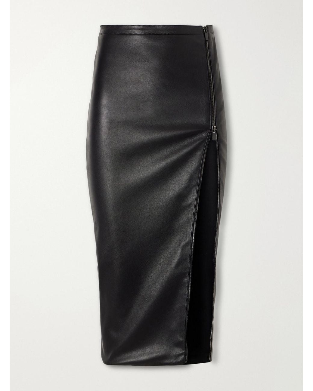 Gucci Black Leather Midi Skirt