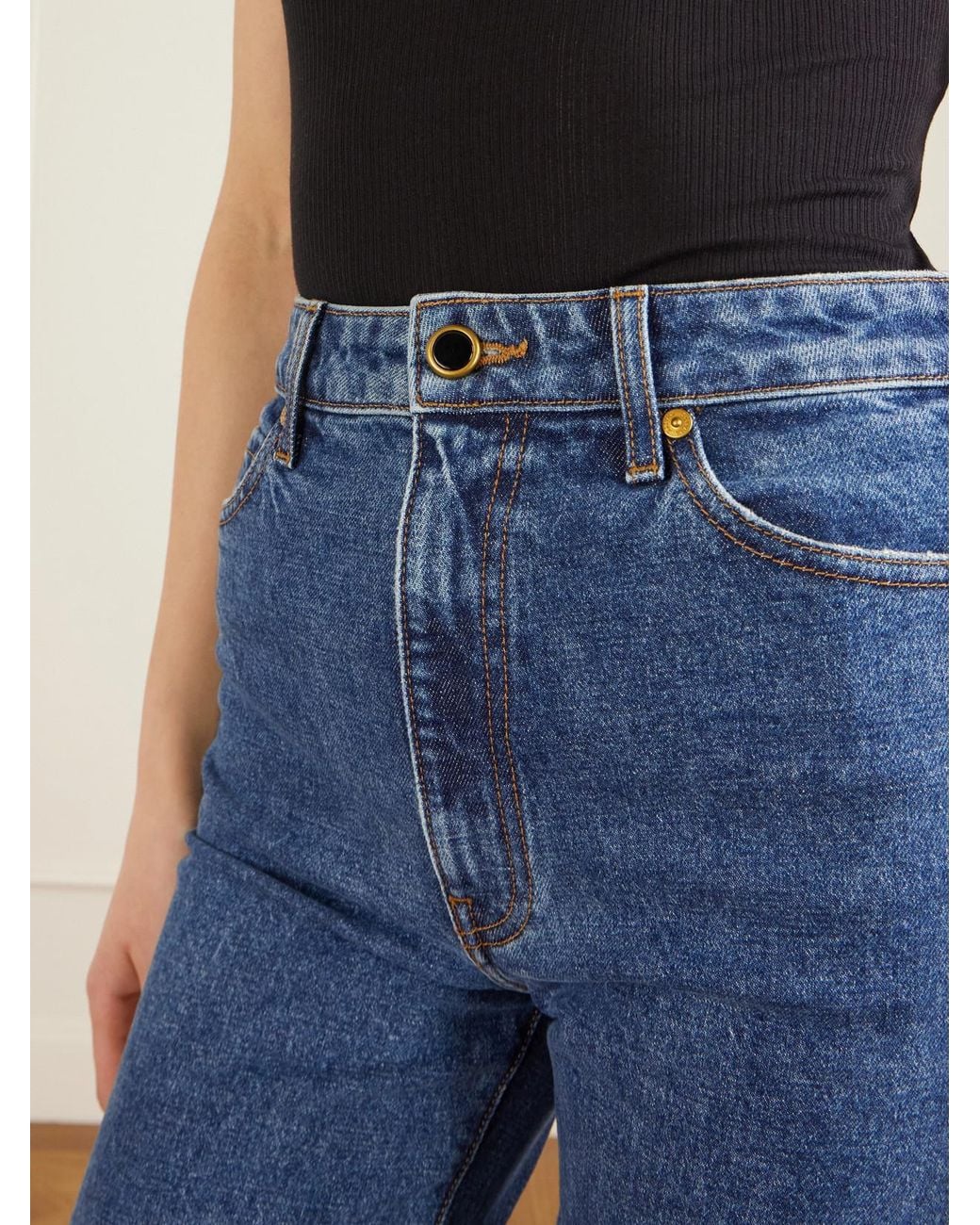 Khaite Blue Danielle High-Rise Slim-Leg Jeans