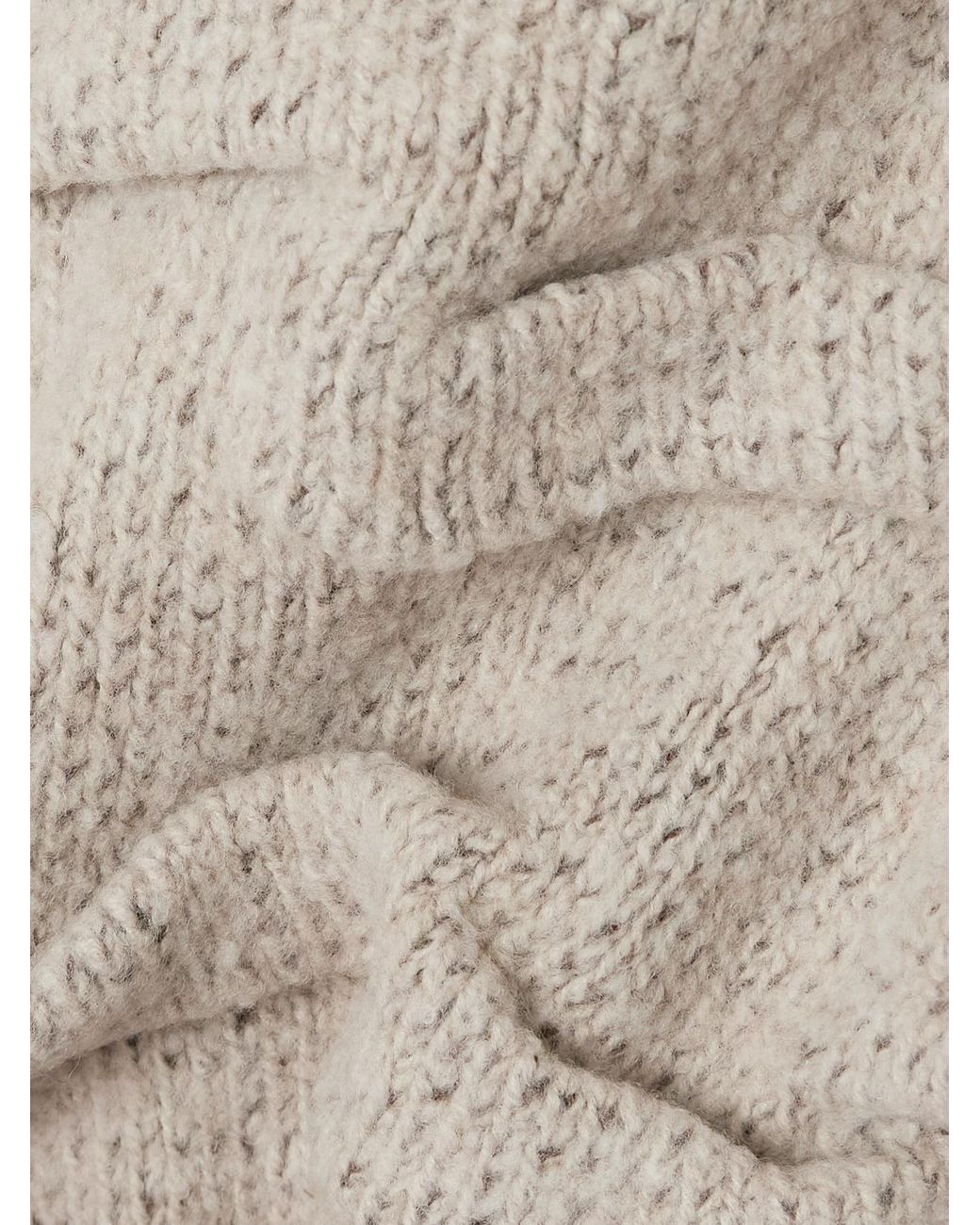 Loro Piana Natural Gathered Knitted Wool Sweater